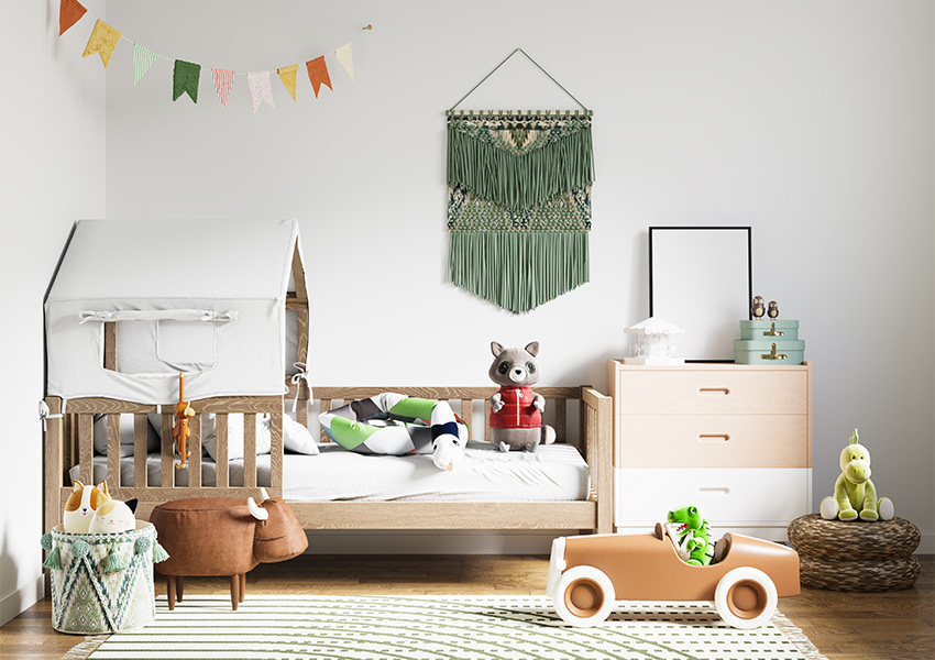 pattern rug in kids room