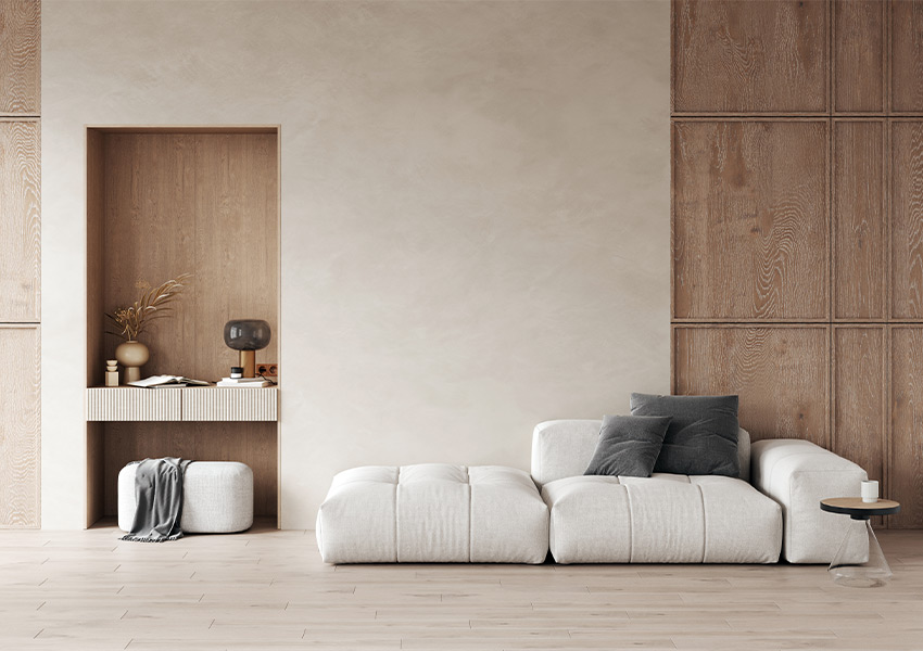 wood flooring in minimalist living room